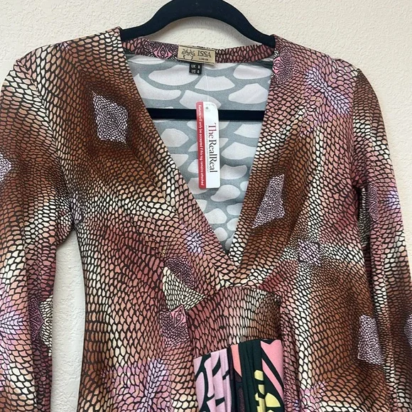Issa London Brown and Pink Patterned Long Sleeve Dress - Picture 3 of 5
